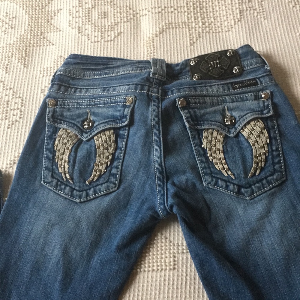 Miss Me Bootcut Bling Leather Wing 28